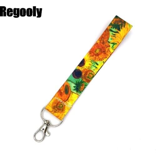 Van gogh Paintings Sunflowers Starry Sky Funny art Lanyard Neck Key Strap for Phone Keys ID Card Cartoon webbings ribbons