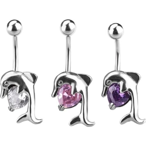 YongChang Cute dolphin belly button ring fashion navel ring for woman girls body piercing jewelry 1 pc