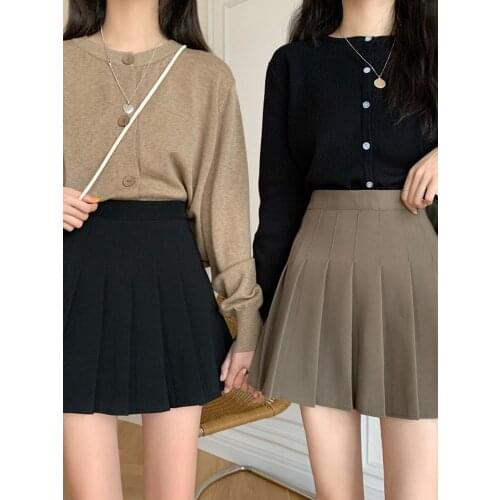 Autumn and winter 2021 new high-waist black short skirt pleated a-line skirt wrapped hip skirt