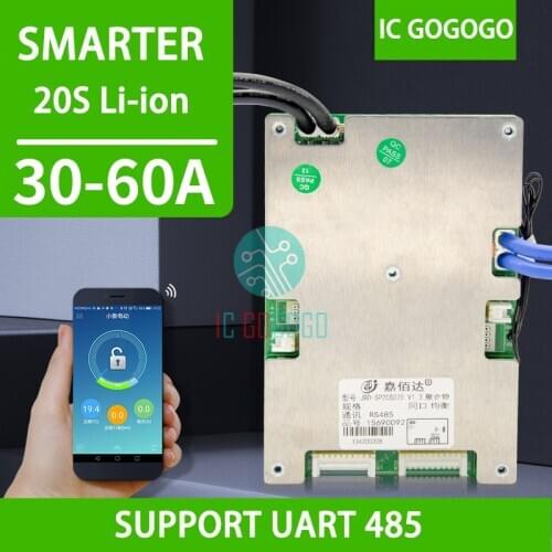 20S Li-ion Lithium Battery Protection Board Bluetooth APP UART 485 Computer Monitor 72V Smart BMS 30A 50A 60A Balance xiaoxiang
