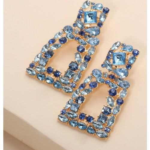 Fashion Simple Irregular Hollow Earrings Crystal Metal Statement Long Drop Earrings for Women Party Wedding Accessories