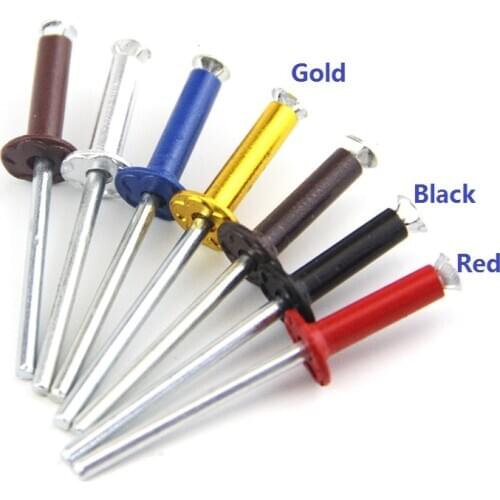 GOLD/RED/BK 3Colors Aluminum M3.2 M4 M5 Countersunk Head Pop Rivets Flat Head Rivets Decoration Rivets Wine Box Rivets