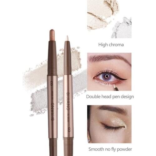 1PC Double-head Eye Face Brightening Silkworm High Gloss Pen Pearl Champagne Golden Eye Shadow Pen Makeup Tool