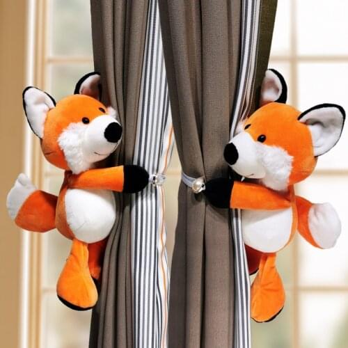 2pcs Creative Jungle Forest Animals Doll Curtain Tieback Holder Hooks Tie Backs Children Room Home Decoration Curtain Button