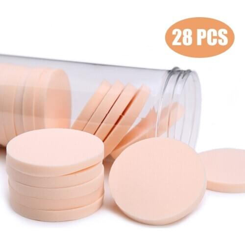 28 pcs Professional Round Shape BB Cream Powder Puff Portable Soft Cosmetic Puff Makeup Foundation Sponge For Women 1 Size Hot