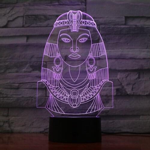3D Lamp Cleopatra Best Present for Children Touch Sensor Battery Powered 7 Colors with Remote Fancy Decor Led Night Light Lamp