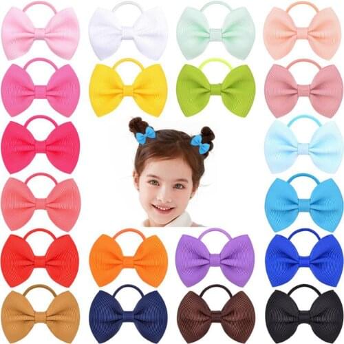40pcs Baby Girls Hair Bows Elastic Ties Grosgrain Colorful Ribbon Bow with Rubber Band Ponytail Holders Headware Accessories