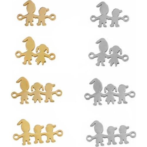 5pcs Family Chain Stainless Steel Connector Necklace Mom Children Bracelet Gold/steel Jewelry Gift Mom New Twice Making Supplies