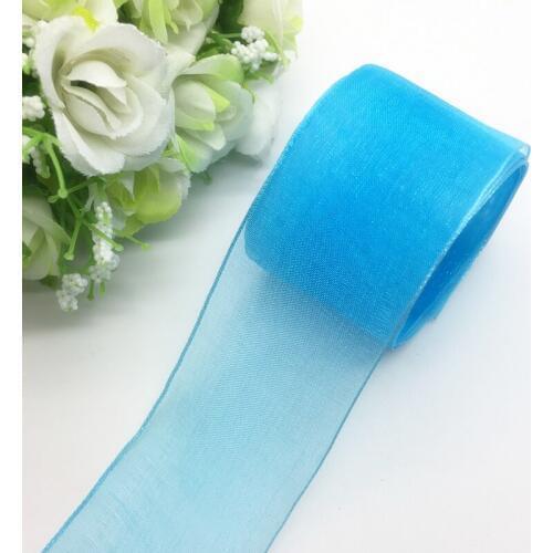 5 Yards/Lot 1-1/2" (38mm) Sky blue Organza Ribbon Bow Hair Wedding Decoration Lace Crafts