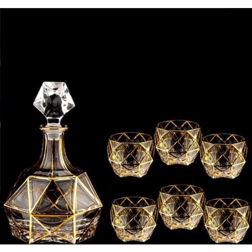 7pcs/set Luxury Various styles Crystal Glass Cup Whiskey and Brandy Wine Glass High Capacity Cup Bar Hotel Party Drinking ware