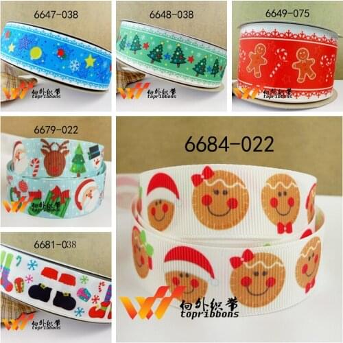 Free shipping 50 yard Christmas printed grosgrain ribbon 6684