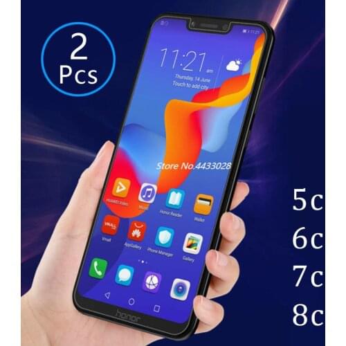 Case On Honor 8c 7c 6c pro 5c Protective Glass For Huawei honer 8 7 6 5 c c8 c7 c6 c5 Tempered Glas Full Cover Screen Protector