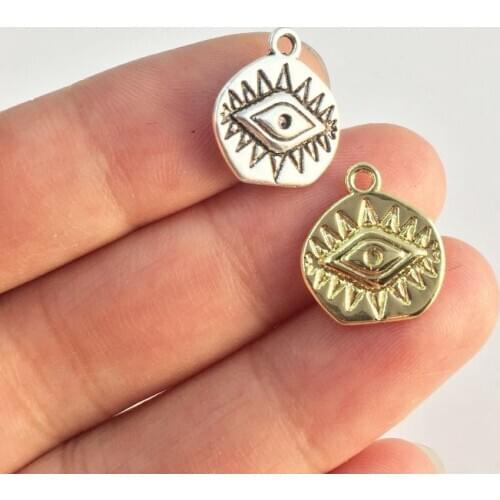 Eruifa 20pcs 13mm Zinc alloy Popular Eye Coin Charms Wholesales necklace,earring bracelet jewelry DIY handmade 2 color