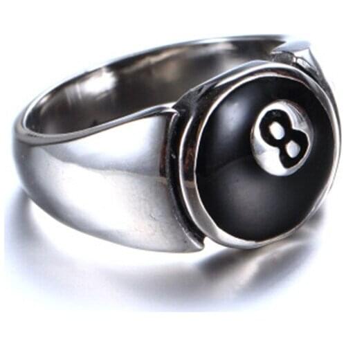 European and American stainless steel ring mens jewelry wholesale billiards black 8 titanium steel ring
