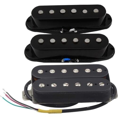 FLEOR Set of Neck+Middle+Bridge Vintage Alnico 5 Electric Guitar Single Coil Pickup & Humbucker Pickup Black