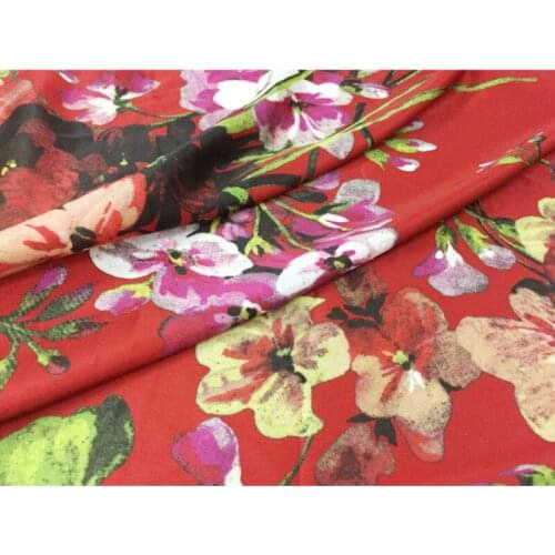 Italian Gu Brand 100% Polyester Geranium Printed Fabric Fashion Shirt Cloth Fabrics Per Meter for Dress Sewing Material