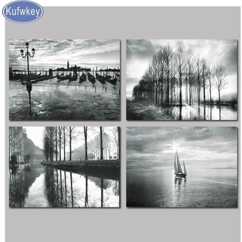 Full Square Rhinestones Hobby,Mosaic,Diamond,painting,Embroidery,Black And White Nature Landscape 3d Picture art birthday gift