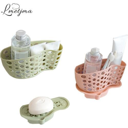 LMETJMA 2 in 1 Kitchen Sponge Holder Sink Caddy Brush Soap Dishwashing Liquid Drainer Rack Bathroom Draining Soap Box PYKC1009-2