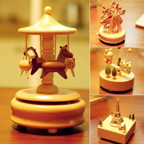 Music Box Music Box Carousel Childrens Boutique Wooden Boys and Girls