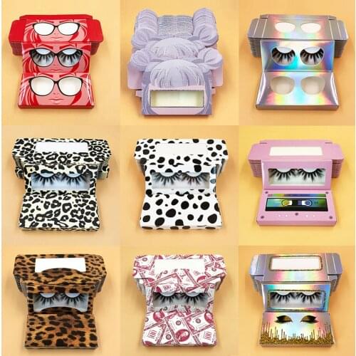 Wholesale 30/50/100 Pcs Eyelashes Box Package 15-25 MM Mink Eyelashes 3D Mink Lashes Box Case False Mink Eyelashes Packaging Box