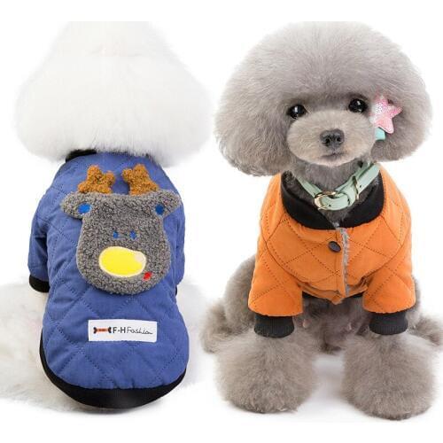 Pet Christmas Fawn Pattern Plus Velvet Thick Warm Cotton Coat Fashion Comfortable Cute Shape for Small Pet Wearing
