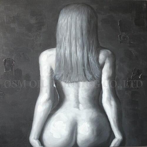 Professional Artist Handmade High Quality Nude Lady Picture for Living Room Abstract Silver and Grey Colors Naked Oil Painting