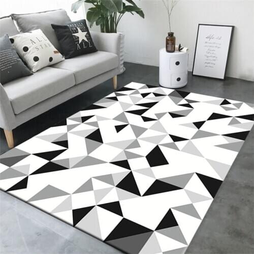 Simple black and white 3D Large Carpets square mat bedroom bedside blanket living room office color printing floor Rug Floor Rug