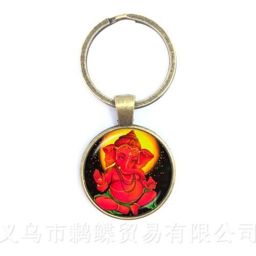 Drop Shipping Ganesha Statue Hindu Ganapati Vinayaka God Keychains,Vintage Lord Ganesha Indian Buddhism Jewelry for Women Men