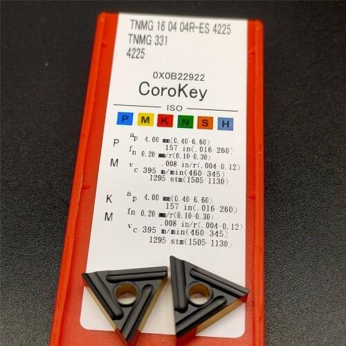 10PCS TNMG160404R-ES 4225 External Turning Tool Tnmg160404 Cermet Grade Carbide Blade Turning Tool Turning Blade