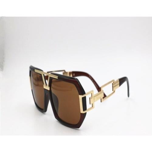 Brown Sunglasses Women Oversize Vintage Square Fashion Flat Top Gradient Sun glasses Men Rimless Large Frame UV400 glasses