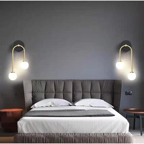 Modern LED Wall Lights Glass Ball Indoor Reading Lamp Living Room Corridor Aisle 2 Heads Bracket Light Bedroom Bedside Lights