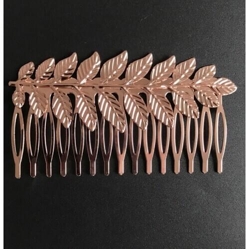 Baroque Style Rose Gold Color Leaf Hair Jewelry Wedding Hair Combs Accessories Women Hair Comb Bridal Headpieces Decoration Gift