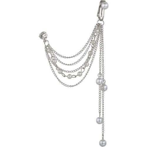 New Elegant Imitation pearls Ear Shape Pierced Ear Clip Earrings Women Long Tassel Earrings Ear Hanging Earring Party Jewelry