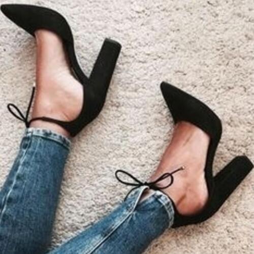 Woman High Heel Shoes Pointed Toe Pumps Lace Up Woman Shoes Thick Heel Party Shoes Spring Fashion Retro Sexy Woman Footwear