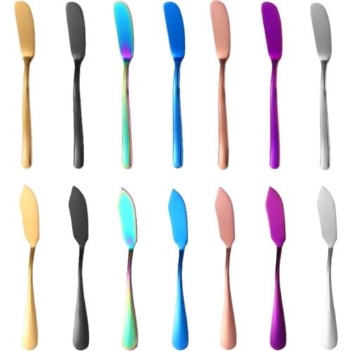 1Pc Butter Knife Cheese Dessert Jam Spreaders Stainless Steel Cream Gold Rose Knifes Western Cutlery Breakfast Tool Table Knife