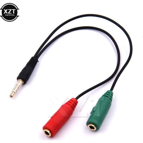 1pcs 3.5mm Audio Stero Y Splitter Male to Earphone Headset Headphones Microphone cable Portable NEW
