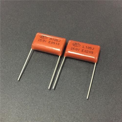 10pcs CBB 105 250V 105J CL21 1uF P20 Metallized Polypropylene Film Capacitor