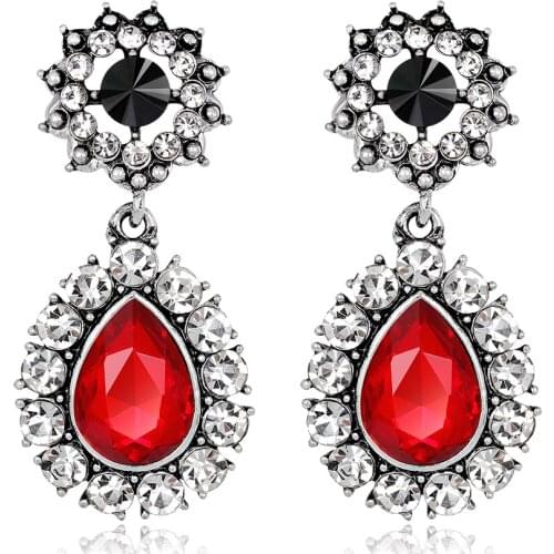 20psc/lot Gemstone Earrings Jewelry Fashion New Women For Elegant Gift Party Big Gem Wedding Rhinestone Drop Water Earring