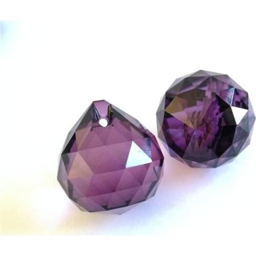 30pcs/Lot 20mm Violet Chandelier Crystal Faceted Ball Prism Suncatcher Feng Shui Free Rings Free Shipping