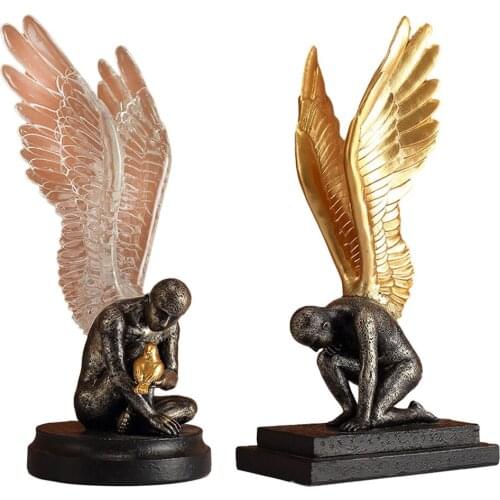 3D Angel Wing Figures Vivid Angel Statue Sculpture Art Resin Crafts Desktop Living Room Bedroom Decor Ornaments Artwork Gift