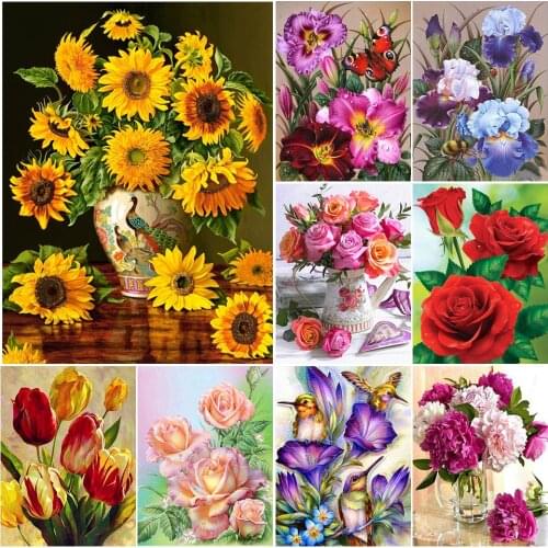5D DIY Diamond Painting Sunflower Cross Stitch Kit Full Drill Embroidery Flowers Mosaic Art Picture of Rhinestones Gift Decor