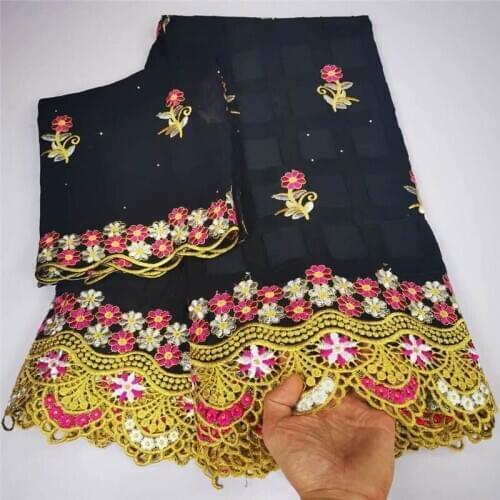 7 Yards African Cotton Lace Fabric 2020 High Quality Embroidery Beads Swiss Voile Lace Fabric Popular Dubai Style! LYFO10261