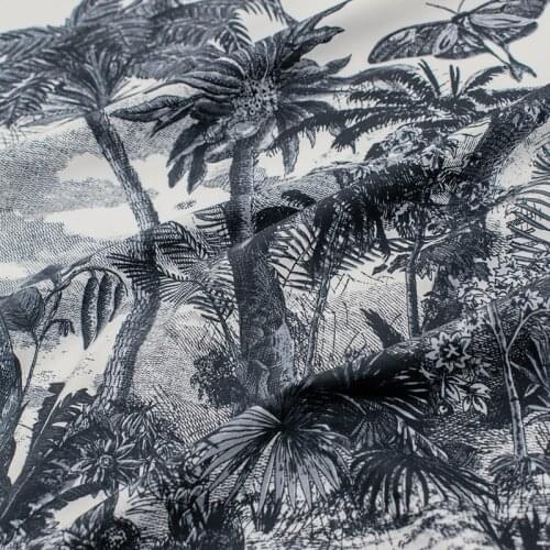 Pale tropical plant digital printing cotton fabric for dress tissus coton imprimé telas algodon estampadas sewing ткань tissu