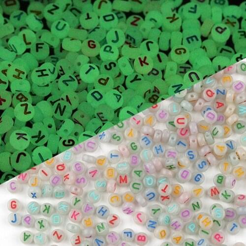 100pcs/bag Luminous Oblate Beads Star Heart Alphabet Beads DIY Bracelet Jewelry Making Loose Beads Accessory Acrylic Mixed Beads