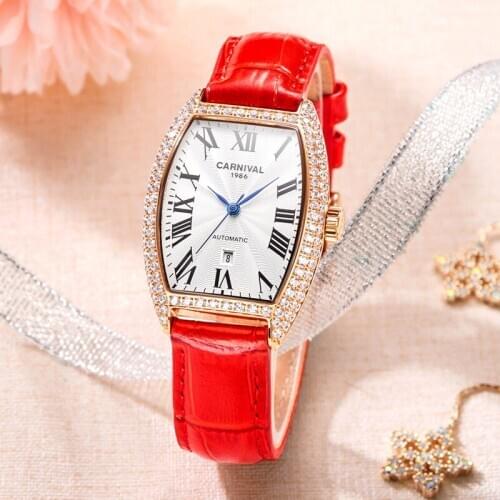 CARNIVAL Top Brand Luxury Mechanical Bracelet Watches Ladies Fashion Waterproof Rose Gold Automatic Watch For Women Reloj Mujer