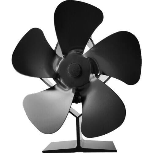 Black Fireplace 5 Blades Heat Powered Stove Fan Log Wood Burner Eco-fan Quiet Home Fireplace Fan Efficient Heat Distribution