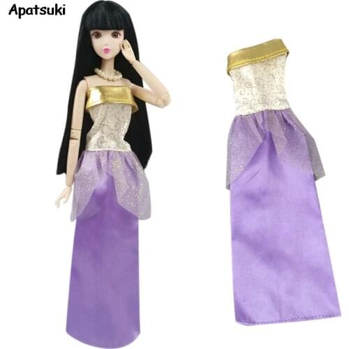 Gold Purple Lace Dresses For Barbie Doll Clothes Evening Party Gown Dress For Barbie Outfits Dolls Accessories Kids & Baby Toys
