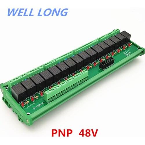 DIN Rail Mount 16 Channel PNP Type 48V 15A Power Relay Interface Module,HF JQC-3FF-48V-1ZS Relay
