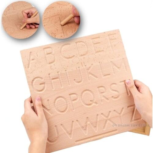 Montessori Cognition Board Wood Double Sided Math Alphabet Tracing Writing Practice Fine Motor Skills Sensory Educational Toys