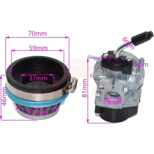 Mini motorcycle bicycle carburetor water-cooled 37CC 50CC 80CC two-stroke engine carburetor with air filter